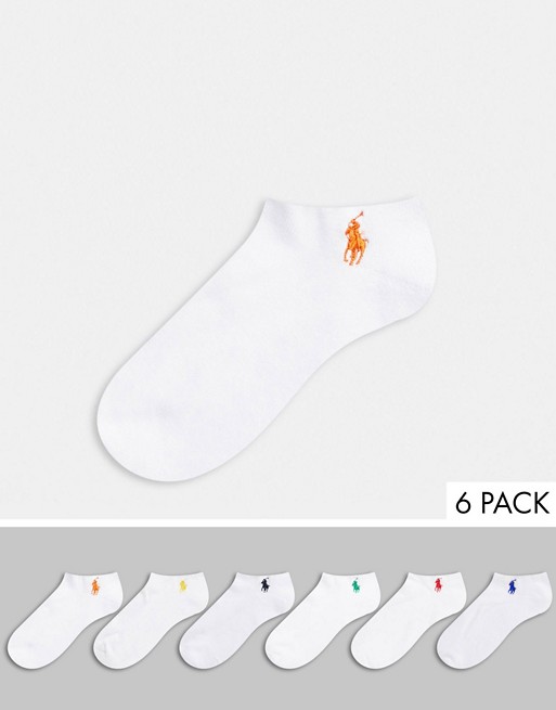Polo Ralph Lauren 6 pack trainer socks with multi colour logo
