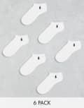 [Polo Ralph Lauren] Polo Ralph Lauren 6 pack trainer socks with pony logo in white One Size WHITE