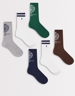 Polo - 6er-Pack Socken in verschiedenen Farben mit Wappen-Logo-Bunt Bunt One Size