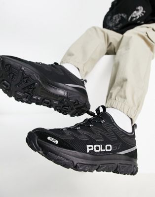 Polo Ralph Lauren Adventure 300 sneakers in black with side logo - ASOS Price Checker