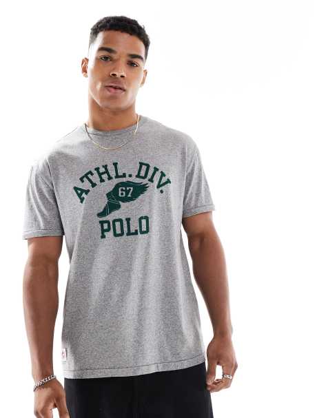 Polo Ralph Lauren ahtletic winged logo t-shirt classic oversized fit in dark grey marl - view 1
