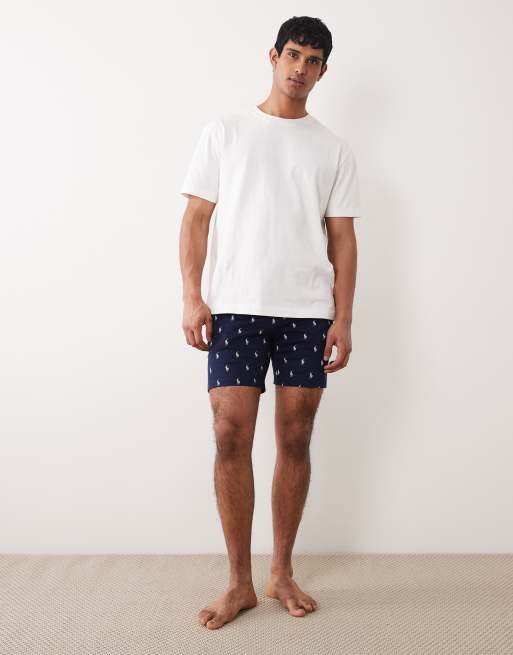 Polo Ralph Lauren all over icon logo jersey short in navy, 2 of 5