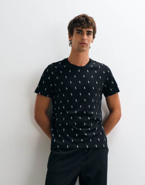 Polo Ralph Lauren all over icon logo lounge t-shirt in black - view 1