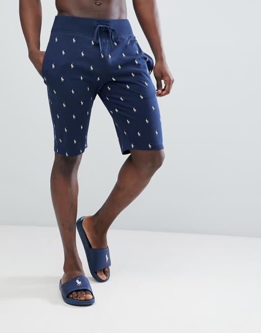 Polo Ralph Lauren All Over Player Print Lightweight Lounge Shorts in Navy |  ASOS