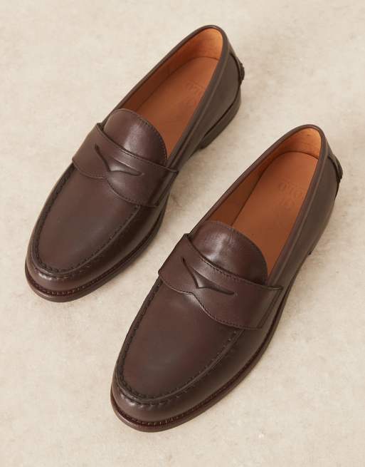 Polo Ralph Lauren Alston leather penny loafer in dark brown | ASOS
