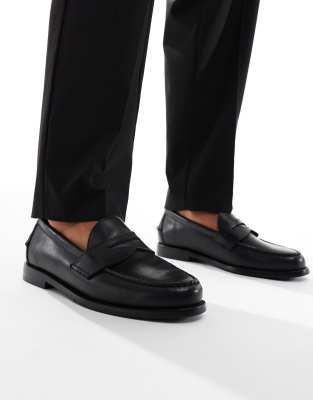 Polo Ralph Lauren Alston Penny Leather Loafers In Black