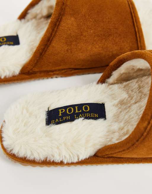 Polo Ralph Lauren antero II faux fur lined slippers in tan