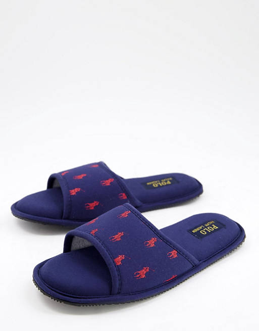 Polo Ralph Lauren antero slider slippers in navy/red