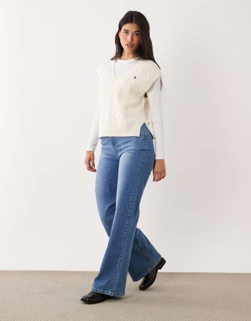 Polo Ralph Lauren ärmelloser Zopfmuster-Pullover aus Baumwolle in Cremeweiß, 2 von 4