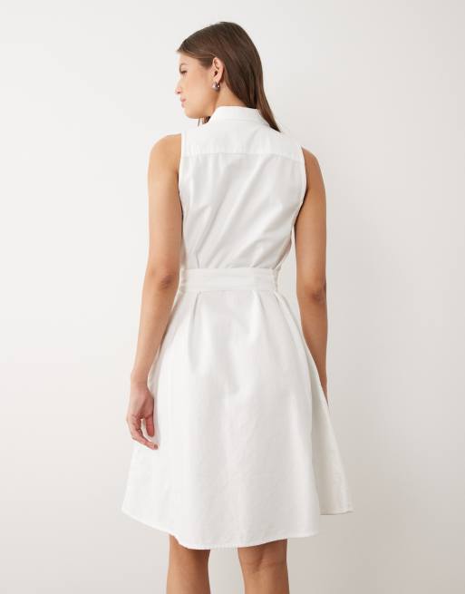 Polo Ralph Lauren – Ärmelloses Tageshemdkleid aus Webstoff in Weiß, 4 von 4