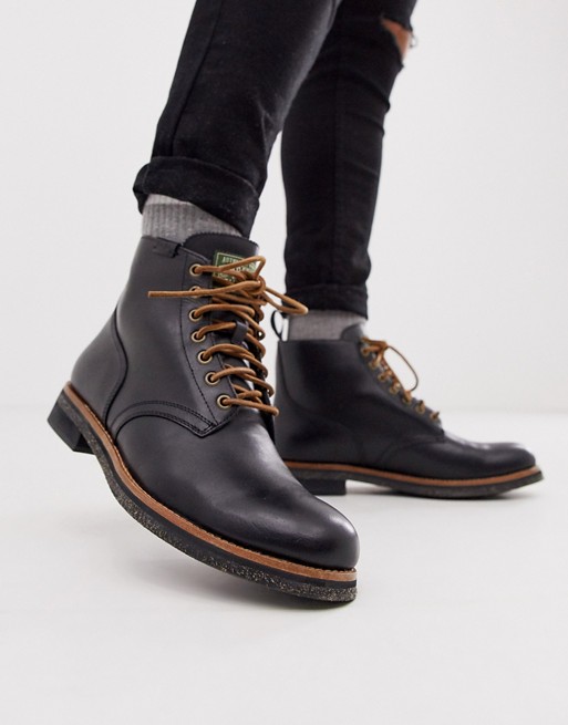 Polo Ralph Lauren army leather boot in black with laces