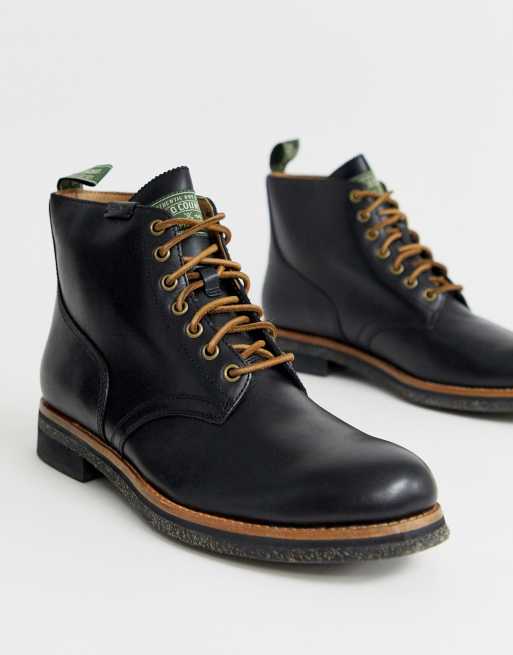 Polo Ralph Lauren army leather boot in black with laces | ASOS