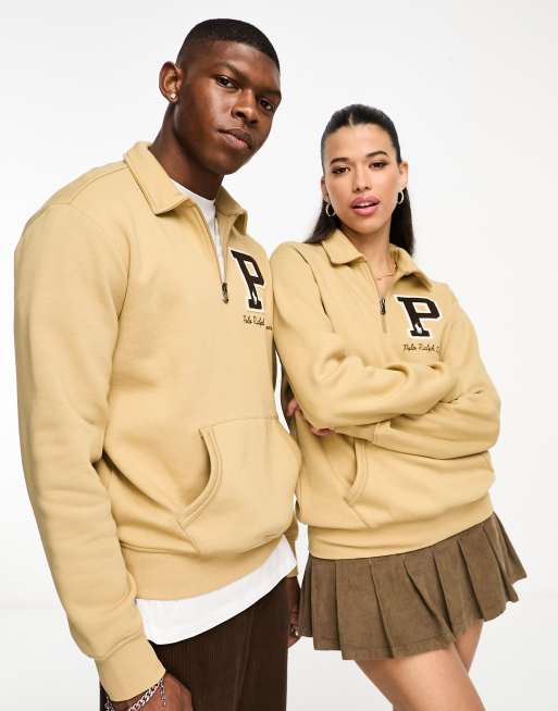 Polo Ralph Lauren × ASOS – Jasnobrązowa bluza z zamkiem pod szyją i logo – Tylko w ASOS