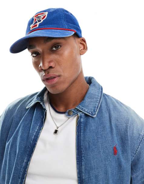 Polo Ralph Lauren - Authentic - Casquette baseball en velours côtelé avec logo P et ailes - Bleu moyen - view 1