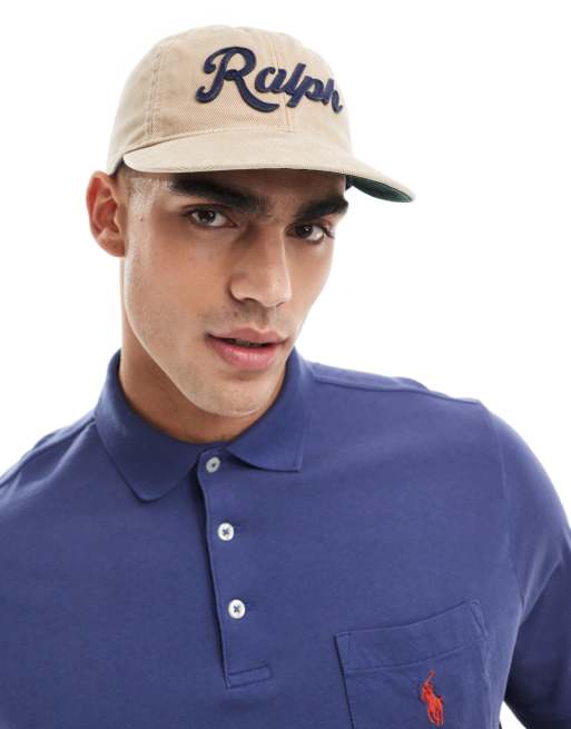 Polo Ralph Lauren – Authentic – Jasnobrązowa baseballowa czapka z daszkiem z diagonalu z logo