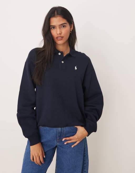 Polo Ralph Lauren back logo collar jumper in navy | ASOS