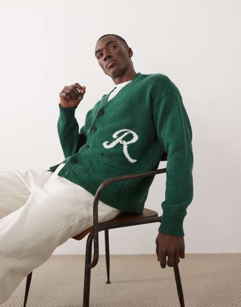 Polo Ralph Lauren back script logo relaxed fit cardigan in green - view 1
