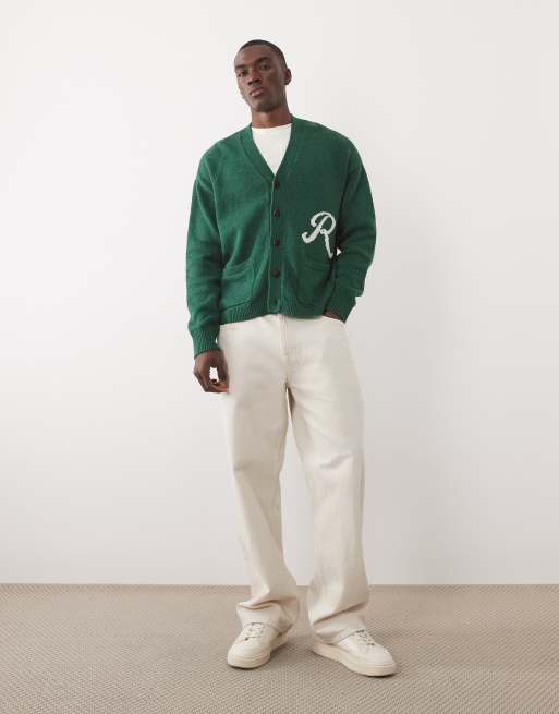 Polo Ralph Lauren back script logo relaxed fit cardigan in green, 2 of 5