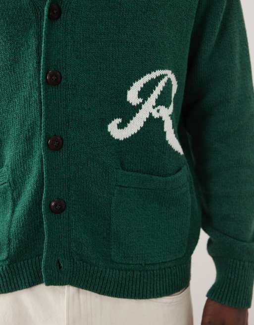 Polo Ralph Lauren back script logo relaxed fit cardigan in green, 4 of 5