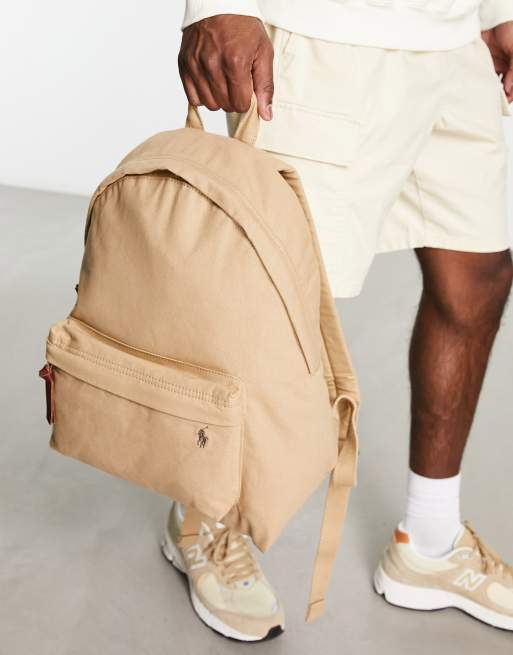 Polo Ralph Lauren backpack in tan with pony logo