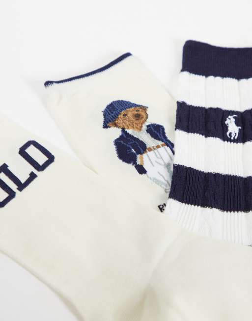 Polo Ralph Lauren Bär-Streifen 3er-Pack Logo-Socken in Mehrfarbig, 2 von 3