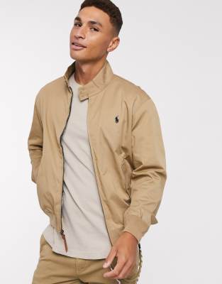 Polo Ralph Lauren Baracuda player logo cotton harrington jacket in tan |  ASOS