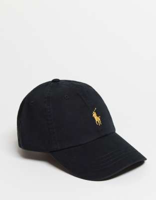 black and gold polo hat