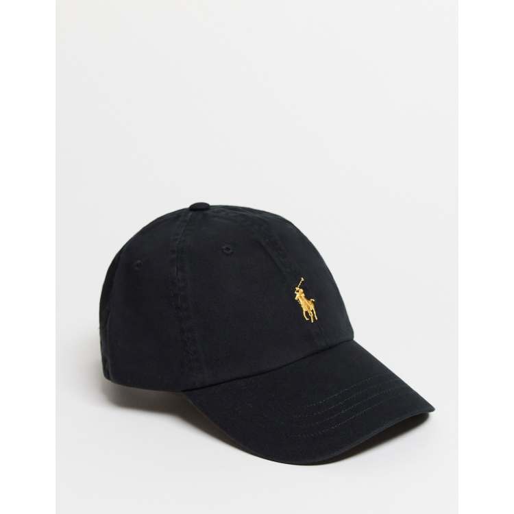 Polo Ralph Lauren baseball cap in black with gold logo | ASOS