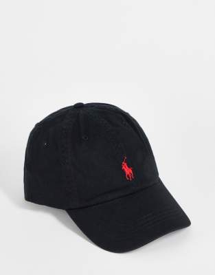 Polo Ralph Lauren baseball cap with red player logo in black - ASOS Price Checker