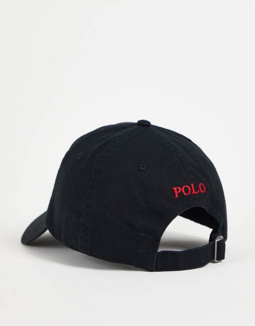 Black polo hat with best sale red horse