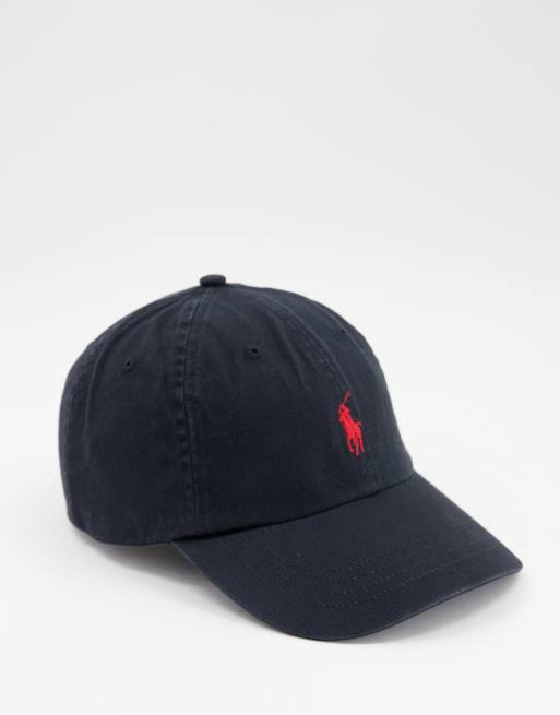 Polo Ralph Lauren Baseball Cap With Red Player Logo In Black Asos