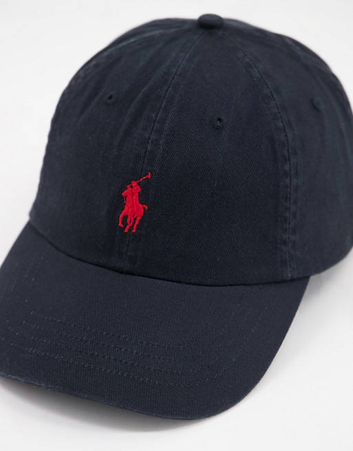 schade verkopen actrice Polo Ralph Lauren baseball cap with red player logo in black | ASOS