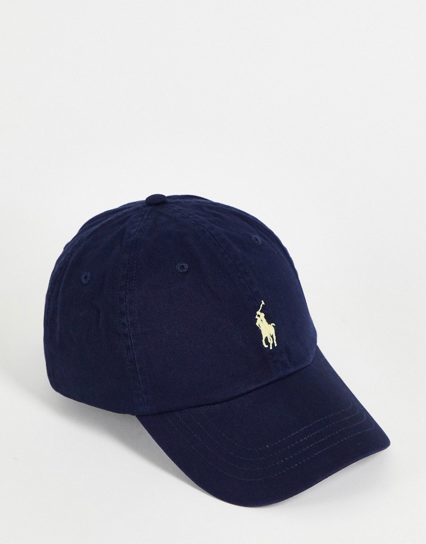 Polo Ralph Lauren baseball cap with white player logo in washed navy-Blue