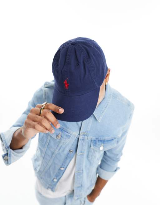 White and navy blue cheap polo hat