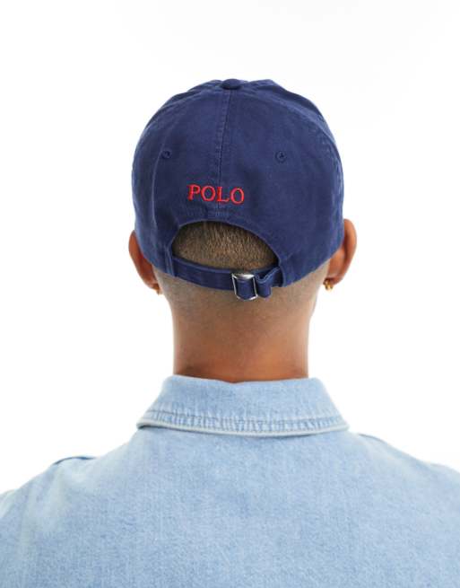 Polo Ralph Lauren baseball cap with white player logo in washed navy