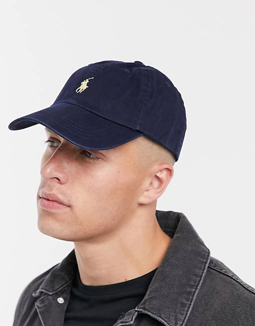Vul in volwassene Bevestiging Polo Ralph Lauren baseball cap with white player logo in washed navy | ASOS