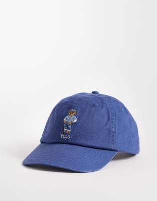 Polo - Baseballkappe in hellem Marineblau mit aufgesticktem Bären-Logo Marineblau One Size