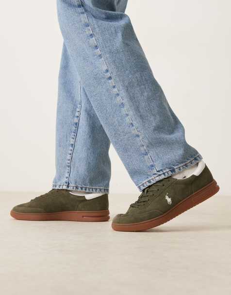 Polo Ralph Lauren - Baskets en daim avec logo joueur de polo - Kaki - view 1