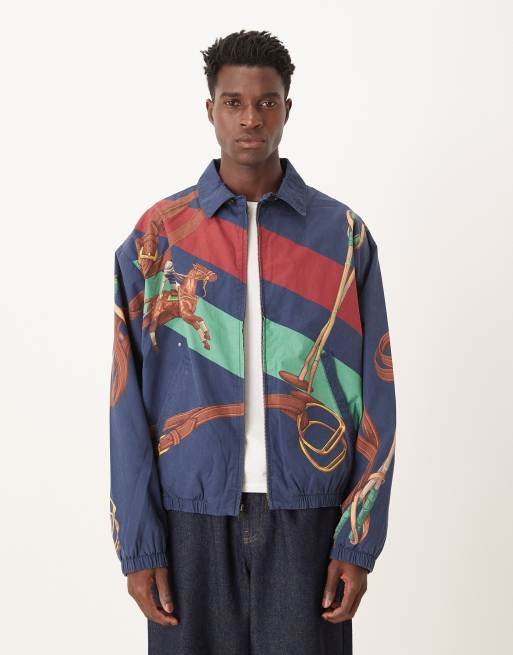 Polo Ralph Lauren - Bayport - Giacca a vento foderata in cotone color blu navy con stampa ispirata ai cavalli