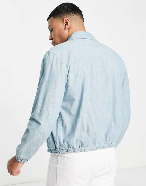 Polo Ralph Lauren Bayport icon logo chambray harrington jacket in light  wash | ASOS