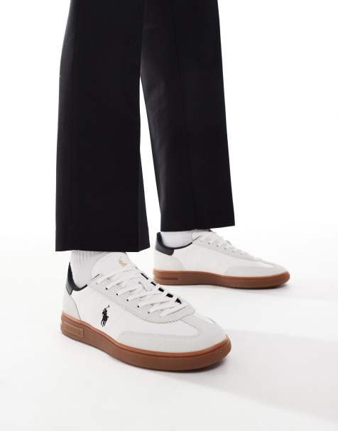 Polo Ralph Lauren - Bdford - Baskets à logo avec semelle en caoutchouc et empiècement noir au talon - Blanc - view 1