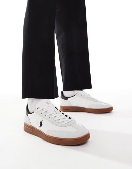 Polo Ralph Lauren – Bdford – Vita sneakers med gummisula och svart hälflik