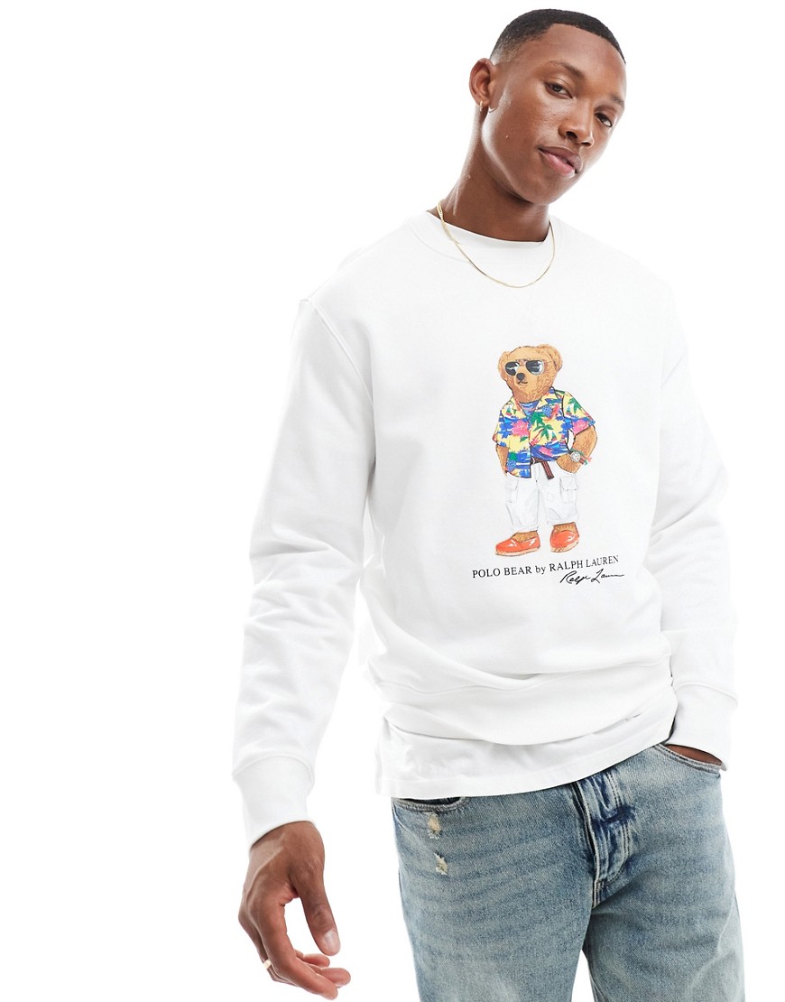 Polo Ralph Lauren beach club bear print sweatshirt in white