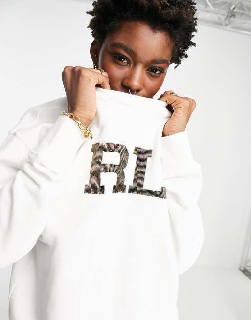 Polo Ralph Lauren beaded RL sweater in white