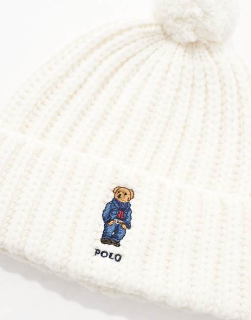 Polo Ralph Lauren - Beanie met berenlogo in crème, 2 van 4