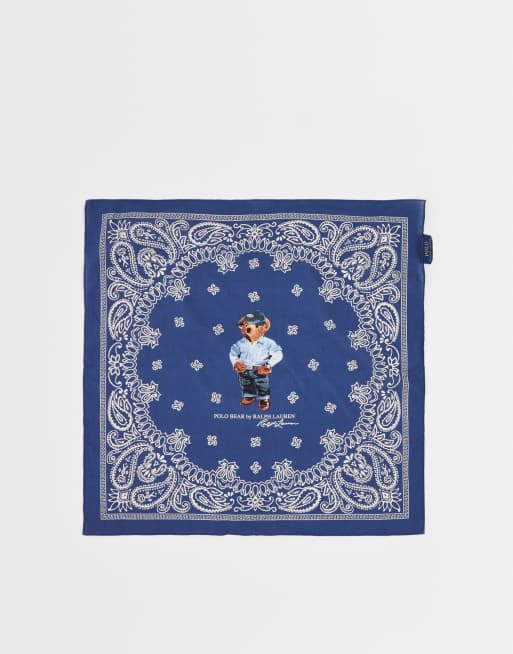 Polo Ralph Lauren bear bandana scarf in navy multi, 3 of 3