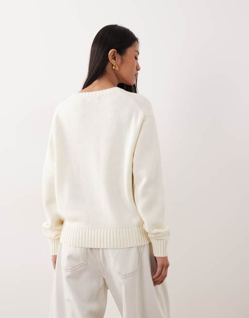 Polo Ralph Lauren bear cotton jumper in cream, 4 of 4