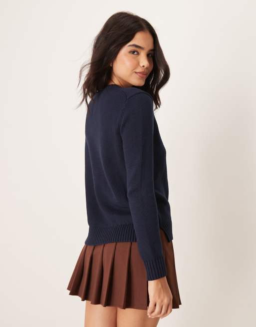 Polo Ralph Lauren bear cotton knit jumper in navy, 2 of 4