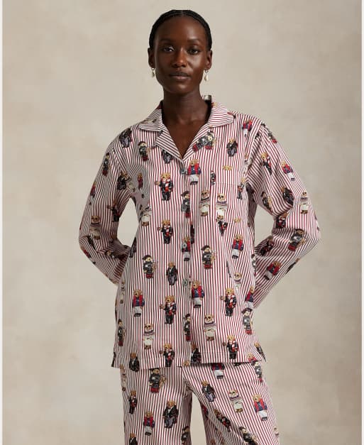 Polo Ralph Lauren Bear cotton pyjama set in red stripe, 2 of 4