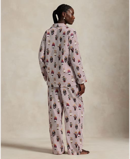 Polo Ralph Lauren Bear cotton pyjama set in red stripe, 3 of 4